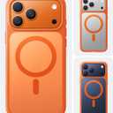 TORRAS Magnetic Shockproof for iPhone 17 Pro Case, Compatible with MagSafe, Military-Grade Drop Protection, Camera Control, DIY Button, Slim Translucent Phone Case for iPhone 17 Pro, Orange