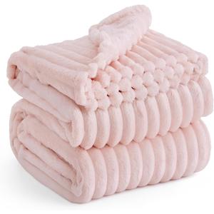 Bedsure GentleSoft Blankets Queen Size for Bed - Cozy Soft Blankets for Women, Cute Large Fleece Throws for Girls, Crystal Pink, 90x90 Inches