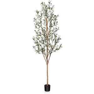 Kazeila Artificial Olive Tree 7FT Tall Faux Silk Plant for Home Office Decor Indoor Fake Potted Tree with Wood Branches and Fruits