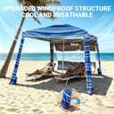8'x8' Beach Cabana, UPF 50+ Large Beach Canopy with Side Wall, Easy Setup Pop Up Sun Shelter, Adjustable Height & Wind Resistant Beach Tent for 4-6 Person Family, Navy Blue