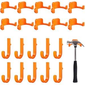 Qiyaz 20 Pcs Storage Shed Tool Hooks Tool Hanger Compatible with Suncast Shed Accessories for Hanging Storage Shelves Organizer Accessories Parts Replacement Screws Brackets (J Shape/ u Shape, Orange)