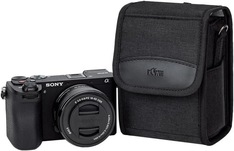 KIWIFOTOS Travel Camera Bag with Strap, Camera Carrying Case for Fuji X100VI X100V X100F GFX100RF Sony A6700 A6600 A6000 A6100 Ricoh GR III CANON POWERSHOT V1 Compact Camera Bags Black