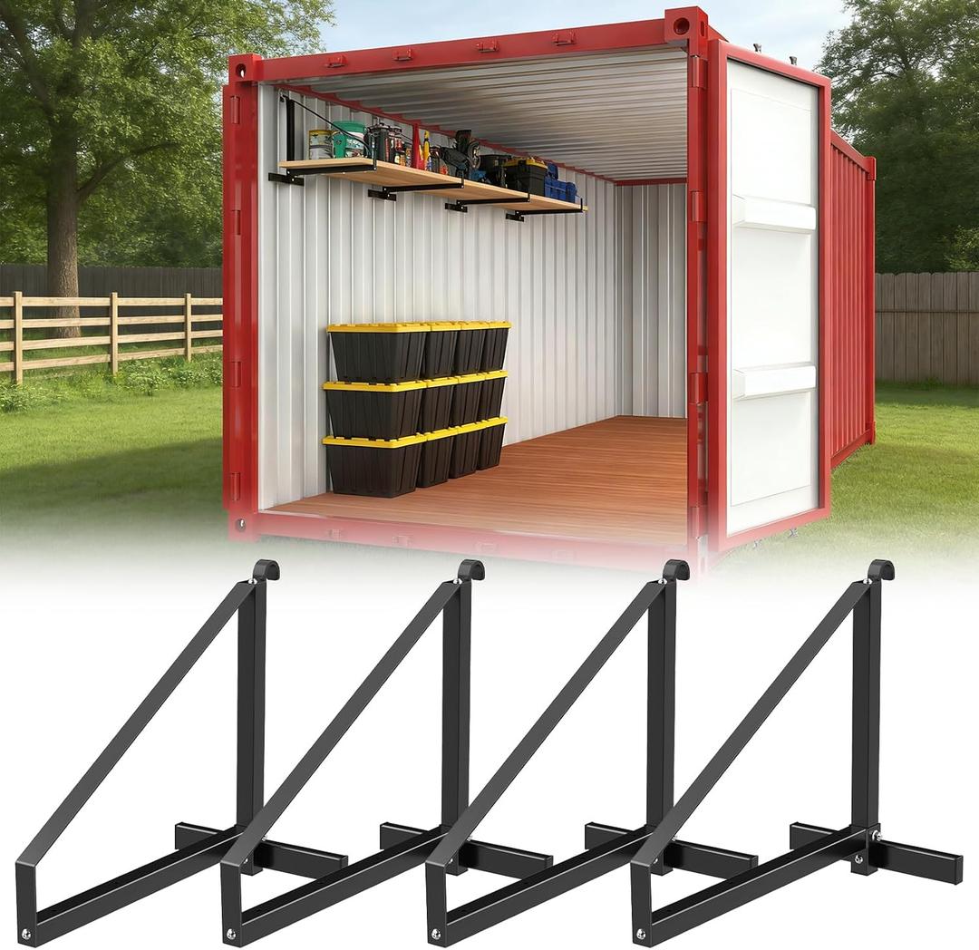 4 Pack Shipping Container Shelf Bracket (Black)