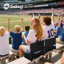 Stadium Seats with Back Support - Padded Portable Bleacher Seat with Handle Shoulder Strap - 18.4in Wide Bleacher Chair with Back and Cushion for Sports & Outdoor Events Black