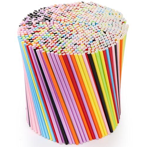 DEAYOU 800 PCS Paper Drinking Straws, Disposable Paper Straws for Mixed Drinks, Party Supplies, Restaurant, Food Service, Birthday, Wedding, Baby Shower, Christmas, Holiday, Gift, Assorted Colors