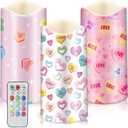 Retisee 3 Pack Color Changing LED Flameless Decorative Candles with Remote Timer, Candy Heart Lights for Bedroom Decor, Wedding Table Centerpiece Anniversary Indoor Decoration, Battery Operated