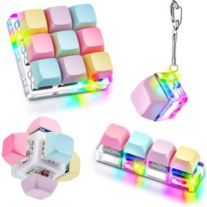 Taiyin 4 Pcs Decompression Toys Keyboard Clicker Toy Keyboard Cube Mechanical Key Button Stress Relief for Adult Gifts to Relief Pass Time (Trendy)