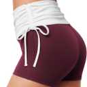 Fold-Over Y2k Shorts for Women, Yoga Biker Compression Micro Shorts with Side Drawstring Workout Going Out Bottom