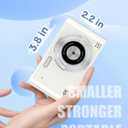 Digital Camera, 44MP Full HD 1080P Point and Shoot Camera with 64GB Card, Anti Shake 16X Zoom Compact Volg Cameras, Portable Small Camara Gift for Kids, Ages Teen Girl Boy - White
