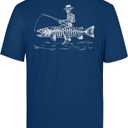 Men's Fishing Shirt Short Sleeve, UPF 50+ UV Sun Protection T-Shirt, Quick Dry Graphic Tee for Swim Surf (Blue, XXXL)