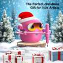 Drawing Robot for Kids with 100 Cards, Montessori Painting Learning Toys for 3 4 5 6 7 8 Year Old Boys Girls,Voice Interactive Early Learning Educational Drawing Toy Gift for Birthday Party