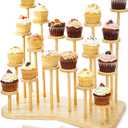 ZEAYEA Cupcake Stand for 18 Cupcakes, Bamboo Dessert Display Holder Stand for Dessert Tables, Layered Stands with Non-slip Pads for Party Wedding Birthday Holidays Christmas Anniversaries