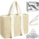 14L Large Insulated Beach Cooler Bag with Removable Liner, Natural Corn Husk Straw Travel Tote for Women, Picnic Lunch Bag, Bride Wedding Gift