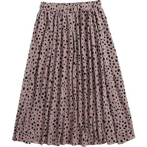 Women's Plus Size Ditsy Floral Flared Midi Skirt Polka Dots Pleated Skirts XL