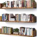 VMROF Wall Bookshelf, Set of 3, 36 Inches U Shaped Wall Shelves, Long Deep Floating Shelves, Large Floating Book Shelves - Wood Hanging Bookshelves for Kitchen, Bedroom