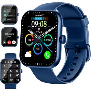Smart Watch for Men Women(Answer/Make Call), 1.96" HD Smartwatch 2025 Fitness Watch with 110+ Sport Modes/Heart Rate/Sleep Monitor/Pedometer, IP68 Waterproof Fitness Activity Tracker for Android iOS