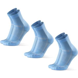 DANISH ENDURANCE Cushioned Running Socks for Long Distances, Quarter Length, Anti-Blister for Men & Women, 3 and 5 Pack (Medium, Light Blue)