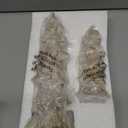 Vintage Christmas Tree Figurines White with Gold, 9.64" Tabletop Xmas Tree Ornaments Christmas Centerpieces for Mantle Desk Decor, Decorative Trees Set of 2 for Modern Farmhouse Indoor Decor