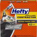 Hefty Load & Carry Heavy Duty Contractor Large Trash Bags, 42 Gallon, 26 Count