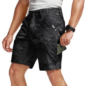 CQR Men's Stretch Utility Shorts, Lightweight Quick Dry Casual Shorts, Hiking Golf Cargo Shorts with Zipper Pockets, 36W