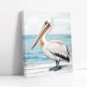CCWORKERRY Pelican Picture Bathroom Wall Art Bathroom Coastal Pelican Canvas Prints Ocean Bird Painting Nautical Theme Lake House Decor Framed(Blue,16" x 20")