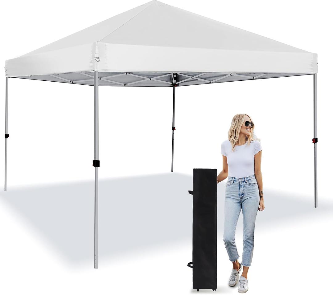 Pop Up Canopy Tent 8X8 FT,Easy Set-up Sade,Instant Shelter w/Canopy Cover,4 Ropes,Adjustable Straight Leg Heights Canopies,Outdoor Patio Tents for Parties,Commercial,White
