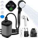 Fohil Portable Shower for Camping, 6000mAh Rechargeable Portable Outdoor Shower with Digital Display, IPX7 Waterproof Outdoor Camp Pump for Camping, Beach, Hiking, Travelling, Pet Cleaning