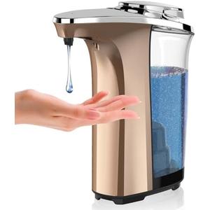 Automatic Soap Dispenser, PZOTRUF Touchless 17oz/500ml with Upgraded Infrared Sensor, 5 Adjustable Soap Dispensing Levels, Liquid Hand Soap Dispenser for Bathroom (Rose Gold)