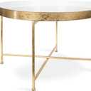 Kate and Laurel Celia Modern Glam Round Metal Coffee Table, 28.25" x 28.25" x 19", White and Gold Leaf, Chic Sophisticated Accent Table