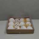 Christmas Ornaments Set of 12, 3.15" Flocked Velvet Balls with Hand Painted Designs, White Elegant Christmas Tree Decorations in Gift Box