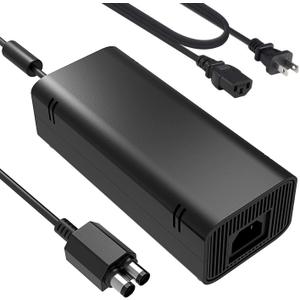 Xbox 360 Slim Power Supply, AC Adapter Power Brick with Power Cord for Xbox 360 Slim Console 100-240V Auto Voltage Low Noise Version -Built in Silent Fan