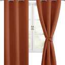 Hiasan Fall Blackout Curtains for Bedroom, 42 x 63 Inches Length - Thermal Insulated & Light Blocking Window Curtains for Living Room Home Decor, 2 Drape Panels Sewn with Tiebacks, Burnt Ochre