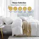 TOPGREEN Organic Feather Down Comforter King Size, All-Season Duvet Insert with 100% Organic Cotton Cover, Medium Warm Bed Comforter with Corner Tabs(106x90, White)