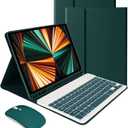 LAMA Keyboard Case with Mouse for iPad Air 11 inch 2025 7th/2024 6th & 10.9 -inch iPad Air 4th/5th Generation, Folio Keyboard Cover with Pencil Holder for 11 inch iPad Pro (4th/3rd/2nd/1st Gen), DGN (Dark Green+Mouse)