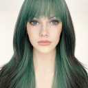 Green Mixed Black Straight Synthetic Hair Wig