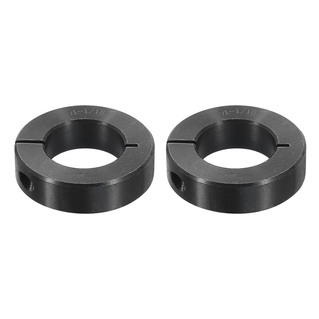 uxcell 2pcs Single Split Shaft Collar 1-1/16" Bore One-Piece Clamping Collar, 1-7/8" OD, 1/2" Thickness, Black Oxide Steel Set Screw Lock Collar Clamp