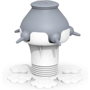 ORIA Puppy Feeder Milk Bowl, Silicone Puppy Milk Feeder for Multiple Puppies, Puppy Milk Feeding Station with 5 Teats, Adjustable Flow and Height, for Puppies Doggie Kittens Rabbits, 300ml (Grey and White)