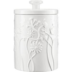 Ceramic Swaying Flowers Kitchen Canister Airtight Coffee Canister For Ground Coffee Sugar Tea Storage Container White Cookie Jar For Kitchen Counter Kitchen And Bar accessories Holder