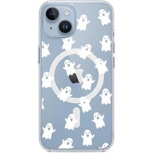 Ghosts Magnetic Case for iPhone 16 Pro, Aesthetic Pattern Cover Compatible with Magsafe for Girls Boys, Soft TPU Edge PC Back Protective Shockproof Phone Case for iPhone 16 Pro