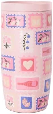 Simple Modern Mother's Day Travel Coffee Mug Tumbler with 360° Lid | Gifts for Her | Ceramic-Lined Insulated Stainless Steel Cold Brew Iced Coffee Cup | Voyager Signature | 16oz | Stamps
