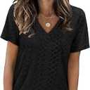 Womens Tops Short Sleeve T Shirts Loose Flowy Basic Tees Vacation Outfits Plus Size Work Tops Resort Wear 2026 Black 2XL