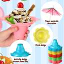 Silkfly 300 Pieces 4 oz Christmas Colorful Flower Snow Cone Cups Paper Umbrellas and Kit Spoon Straws, Shaved Ice Bowls Plastic Ice Cream Snack Small Bowls for Kids Birthday Party Summer Cookout