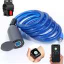 Anweller Fingerprint Cable Lock, 4.9FT Long Heavy Duty Anti Theft Bike Lock, Weatherproof Keyless Biometric Bluetooth App Smart Lock for Bicycle Scooter Lawnmower Skateboard Snowboard Ski - Dark Blue