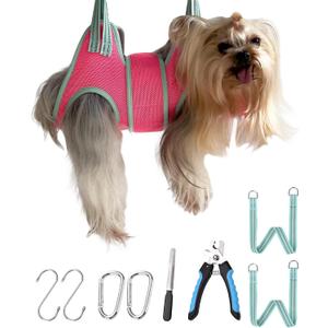 Kkiimatt Dog Grooming Hammock, XXS Grooming Harness for Dogs Trimming at Home,Dog Sling Restraint for Grooming with Thick Fabric Neck Support, Grooming Strap Hanger Holder for Claw Care