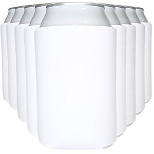 TahoeBay Blank Beer Can Cooler Sleeves (12-Pack) Bulk Sublimation Blanks for Vinyl Plain Soft Foam Can Sleeves Coolers for Soda Cans & Bottles Black, White, Assorted Solid Color (White)