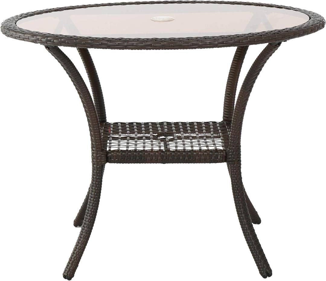 Christopher Knight Home San Pico Wicker Glass Table, Multibrown