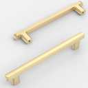 Amerdeco 10 Pack Brushed Gold Cabinet Pulls 6.3 Inch(160mm) Hole Center Drawer Pulls Cabinet Hardware Kitchen Cabinet Handles for Bathroom Pulls ZH0065