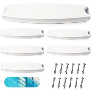 TonGass (6-Pack, White) 18" Universal Swimming Pool Ladder Rung Step Replacement with Stainless Steel Bolts Compatible with Inground Above Ground Pool Heavy-Duty Molded Plastic Ladder Step Parts