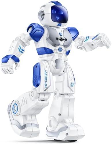 Ruko 6088 Programmable Robot with APP Control, Remote Control, Gesture Sensing Control, Rechargeable Robots Toys for Boys and Girls, Interactive Emoji LED Eyes, QA Games for 3 4 5 6 Years Kids, Blue