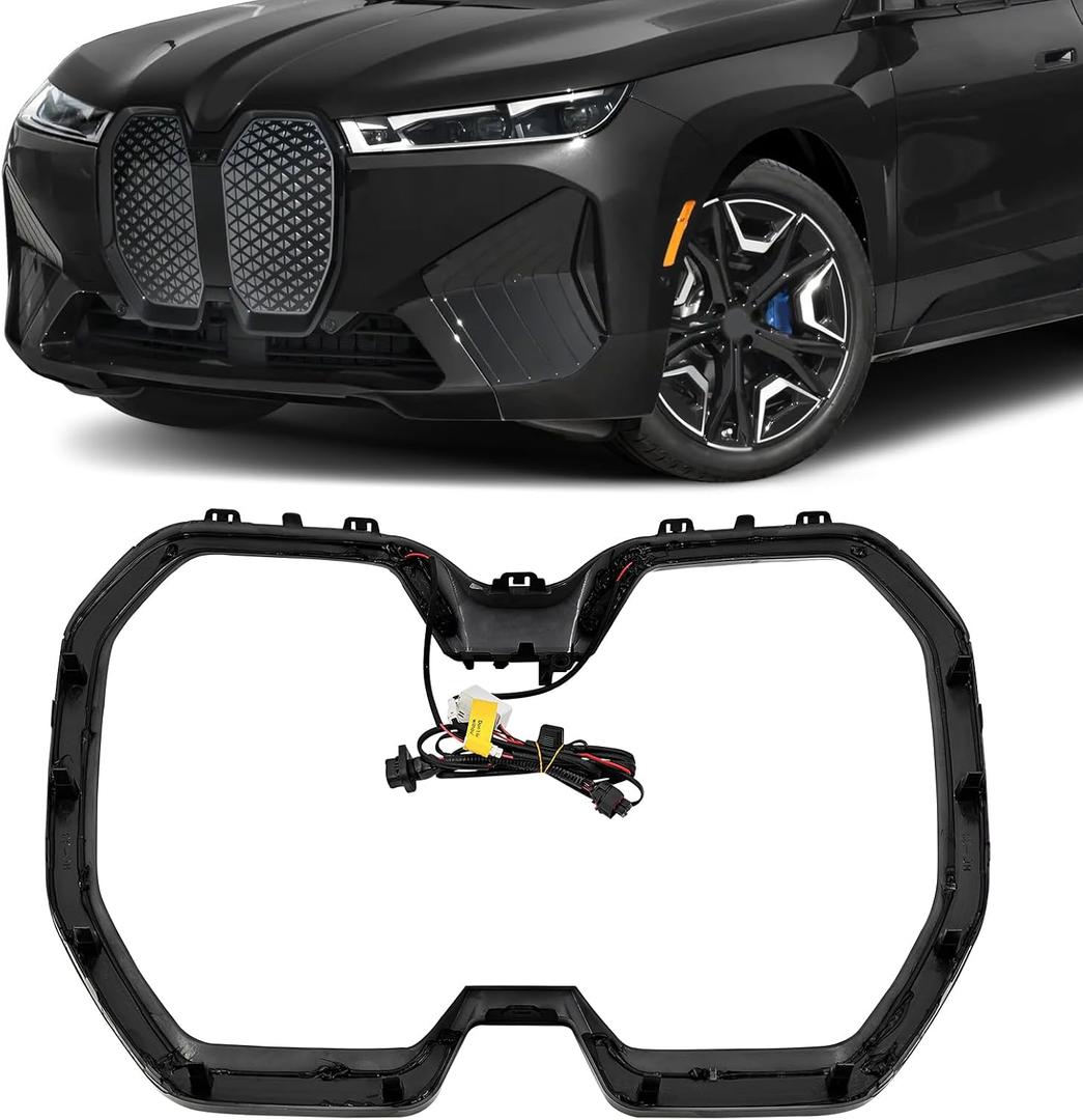 LED Front Bumper Kidney Grille Frame Fits for BMW iX xDrive50 M60 2022-2025
ABS Gloss Black LED Grille Outer Trim Frame Fits for BMW iX xDrive50 M60 2022-2025